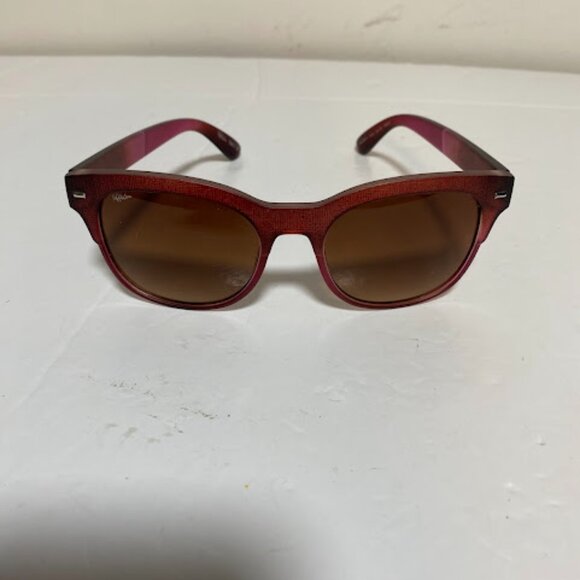 Affliction Red/Brown Gradient Wood Grain Women's Square Sunglasses - Picture 2 of 7